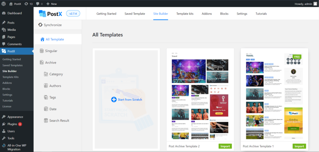 Archive Page Premade Templates
