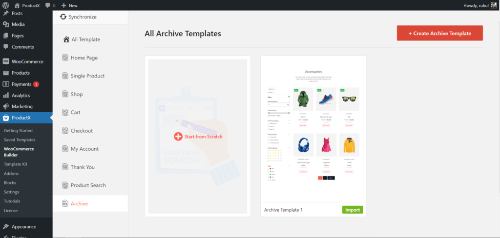 Product Archive Page Starting
