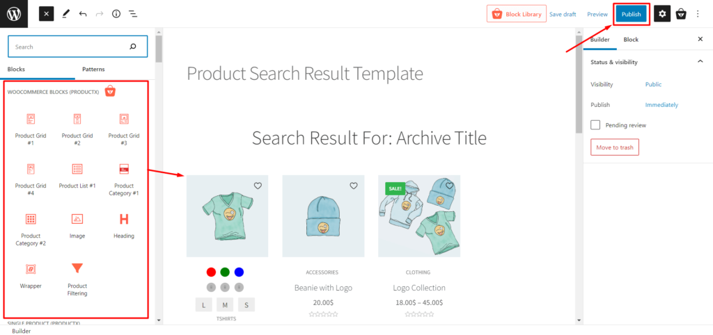 Product Search Page Building and Publishing