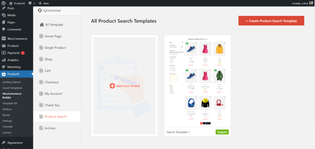 Product Search Page Starting