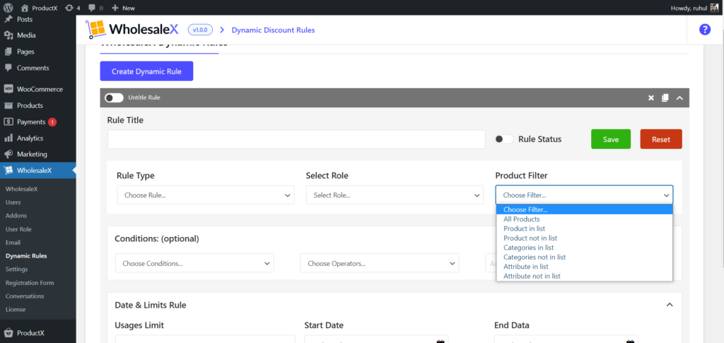 WholesaleX Dynamic Product Filter