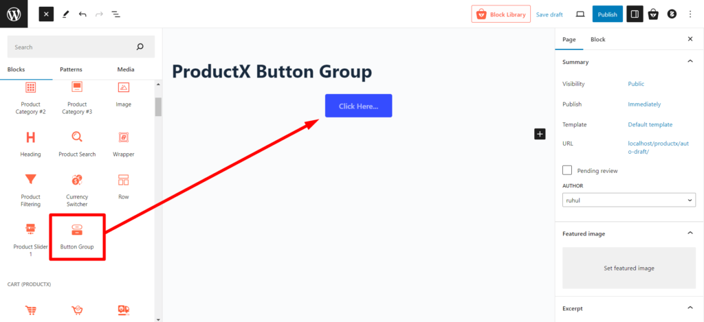 Adding Button Group Block