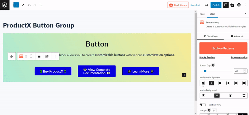 Button Group Horizontal Alignment