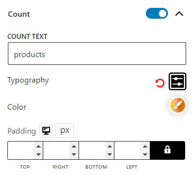 Product Category #1 Count Settings