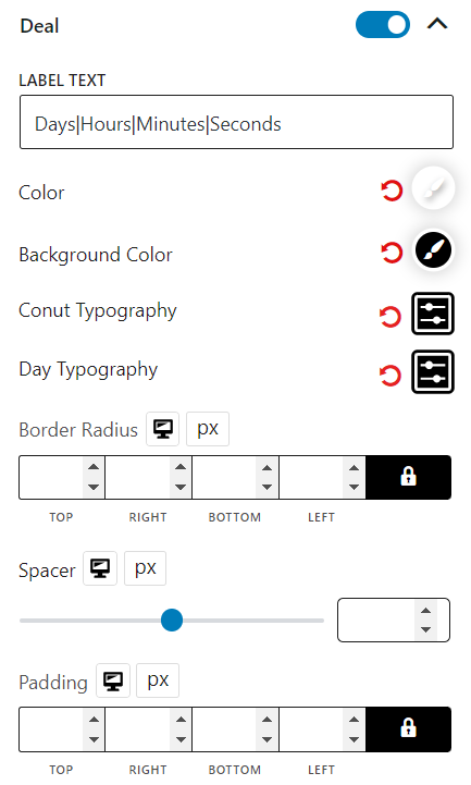 Product Grid #1 Deal Settings
