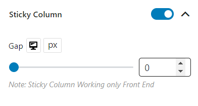Sticky Column ProductX Row-Column